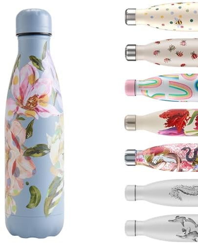 Chilly's Water Bottle - Stainless Steel and Reusable - Leak Proof, Sweat Free - Magnolia Polka, 500ml