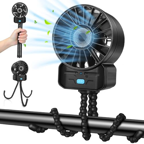 OrLume Ventilador Portatil para Carrito Bebe, Mini Ventilador USB C para Coche Carro Bebe, Ventilador de Mesa, Silencioso & Potente, 4 Velocidades Regulables, con Trípode Flexible Fácil Instalación
