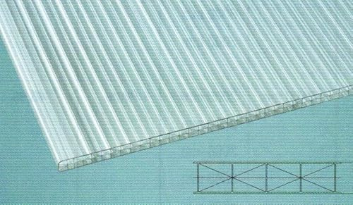 Polycarbonat Hohlkammerplatten - Stegplatten 16 mm - Fachwerk - hagelfest - UV - beständig ab 15,90 Euro/m² (glasklar, 2500 x 1200)