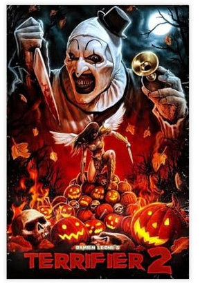 doegka Terrifier 2 American Horror Hack and Slash Filme, Poster, Leinwand, Poster, Schlafzimmer, Dekoration, Landschaft, Büro, Raumdekoration, Geschenk, 50 x 75 cm