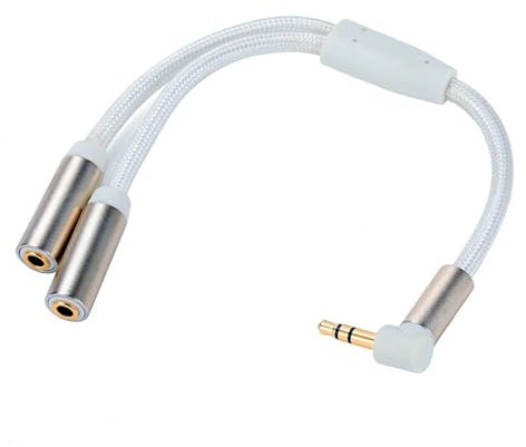 SHANFEILU Adaptateur répartiteur audio stéréo 3,5 mm 1 mâle vers 2 femelles en Y plaqué or à 90 degrés pour PC, casque de jeu, tablette, ordinateur portable, MP3