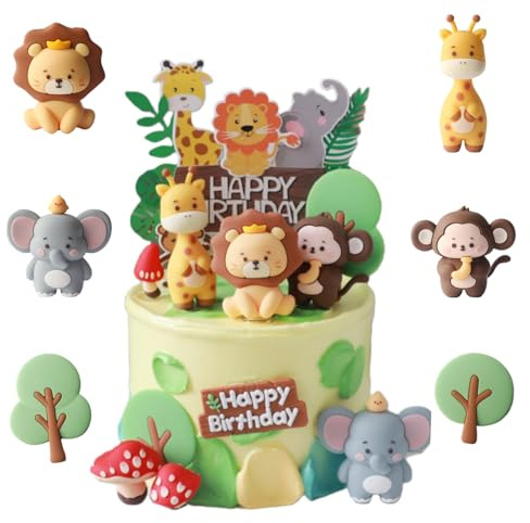 Hiornafiy 7 piezas decoración para tarta decoración para tarta decoración para animales inserto para tarta papel para tarta de cumpleaños decoración para animales (A)