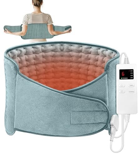 Heizkissen, 125x31cm Elektrisches Wärmekissen für Rücken, Bauch und Taille, Heizkissen mit Abschaltautomatik, 4-Timer Einstellung, 6-stufige Temperatur, Feuchte und Trockene Therapie