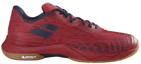 Babolat Shadow Spirit 2 Badmintonschuhe für Herren, ideal für Badminton, Squash, Tischtennis, Volleyball, dynamische Dämpfung, geringes Gewicht, Komfort, atmungsaktiv und flexibel, Schwarz/Mohnrot, 46