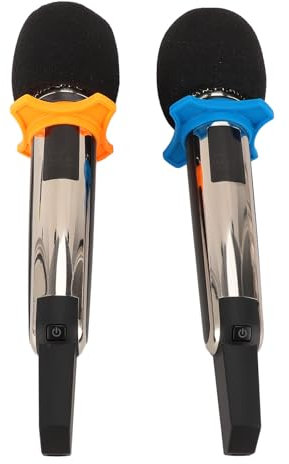 Yanmis Lot de 2 Microphones sans Fil UHF en Métal Rechargeable sans Fil avec Récepteur, Longue Portée de 100 M, Microphone à Main pour karaoké, Fête, Scène