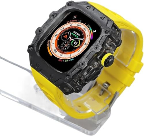 EPANO Rm Style - Kit mod con cassa in lega trasparente, per Apple Watch Ultra 2 49 mm, cinturino in gomma da uomo, in metallo, per iWatch Ultra 2 da 49 mm, fai da te (C, per Ultra 2 49 mm)