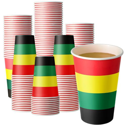 Hushee Kwanzaa - 100 bicchieri di carta usa e getta, per il giorno della libertà, colore rosso, nero, verde, per festa del giugno africano, afroamericano, Giuneteenth Freedom Day (rosso, giallo,