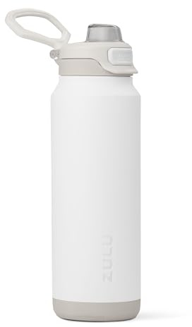 ZULU Powerfill Pro 32 oz Stainless Steel Water Bottle with Quick Fill Lid, Triple Walled Vacuum Insulated Metal, Leak Proof Locking Lid, Sip and Hook, Reusable BPA-Free, White