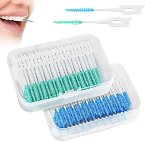 SPORWAY 400 spazzolini interdentali: spazzolini interdentali in silicone, filo interdentale portatile a doppio uso, per la pulizia dei denti, per la rimozione della placca