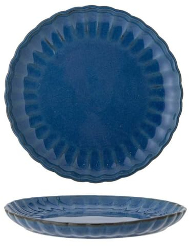 Bloomingville Latina Teller D20xH2cm – Steingut Speiseteller – Hochwertiger Keramikteller für den täglichen Gebrauch & besondere Anlässe – Spülmaschinen- & Mikrowellengeeignet (Dunkelblau)