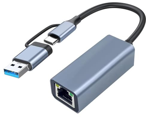 Rtauhife Adaptador USB 3.0 A Ethernet con USB C A RJ45 Gigabit LAN Red Cableada de 1000 Mbps, Adaptador de Red, para