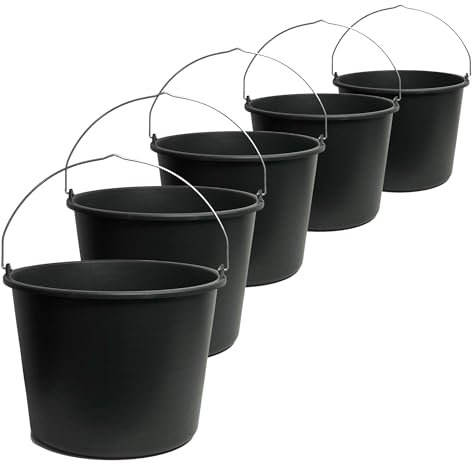 TAMS® Baueimer 5/12/20L Mörteleimer & Zementeimer aus robustem Kunststoff Stabiler Wassereimer für Garten, Baustelle & Landwirtschaft (wählbar als 5er, 10er oder 20er Packung) (5, 5 Liter)