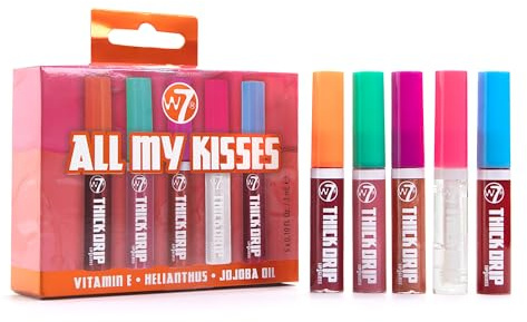 W7 All My Kisses Lip Gloss 5-Piece Set - Thick Drip Collection | Hydrating Lip Care, Gloss Collection