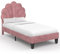 IDMarket - Lit Simple Coquillage 90 x 190 cm Amanda avec sommier Velours Rose poudré