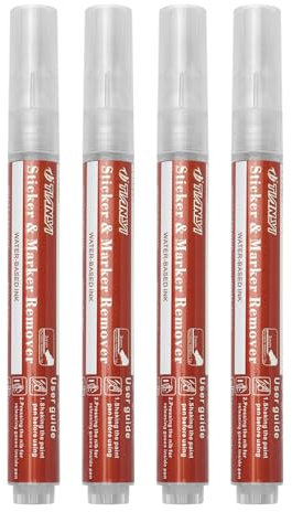 4Pcs Adhesive Remover Pen, Multi-Surface Safe Sticker Marker Remover, Rapid Safely Removes Stickers, Glue, Decals, Label, Tape, Sticky Residues and More from Car Furniture Floor and More