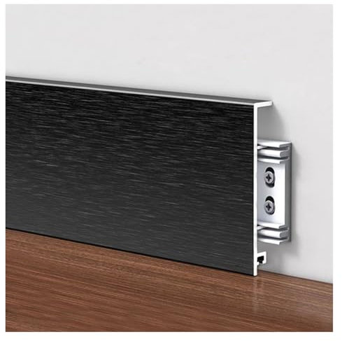 Plinthes noires perforées - Kit complet d'installation, moulure de sol en aluminium et métal (4,3 pouces x 2 pouces de hauteur), plinthes pour murs en bois, carrela,W 1-3/5 in (4cm)-L 30 in (76 cm)