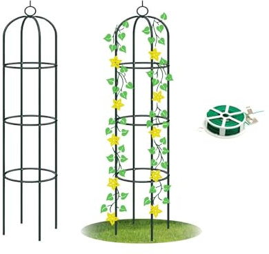Générique Tuteur Tomate Treillis Obélisque en Métal Antirouille – Support Élevé de 190 x 40 x 40 CM pour Plantes Grimpantes, Idéal pour Roses, Tomates, Concombres, Fleurs, Raisins et Pois(Green)