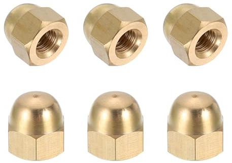 sourcing map Acorn Hex Cap Nuts, M8x1.25mm Brass Dome Head Hex Decorative Cap Nuts for Screws Bolts Industrial Mechanical Electrical Equipment Repair Hardware(Gold Tone, Pack of 6)