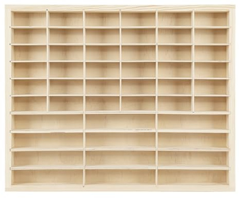 Wooden Diecast Car Display Rack 1:64 Solid Wood Car Model Storage Box | Toy Storage Shelves, with 60 Slots Wooden Cube, Storage Box, 58.5x5x47.5cm, No assemble require