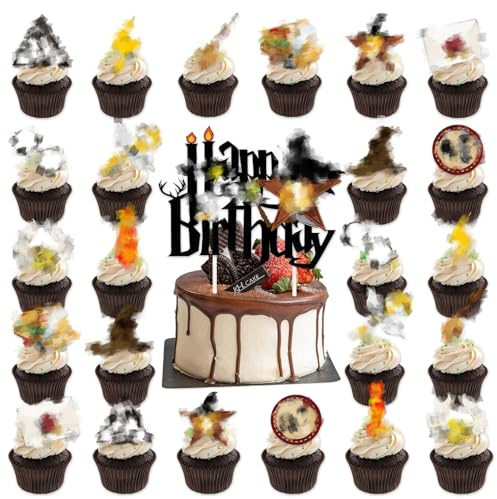 25 Stück Kuchen Deko Happy Birthday Tortendeko Cake Toppers Deko Geburtstag Jungen Mädchen Tortendek Birthday Party Dekoration Cartoon Cake Toppers zum Kinder