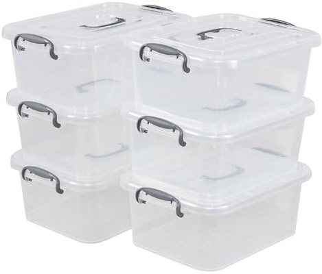 Fosly 6 Packs 8 Liter Storage Containers, Please Clear Box with Handle