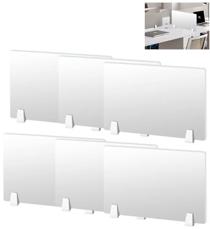 Hocomay 6 Stück Schreibtisch Trennwand, 60x40cm Sichtschutz Schreibtisch, Tragbare Mattierte Tischtrennwand, Aufsteckbare Akustik Trennwand für Heimbüros, Bibliotheken und Klassenzimmer