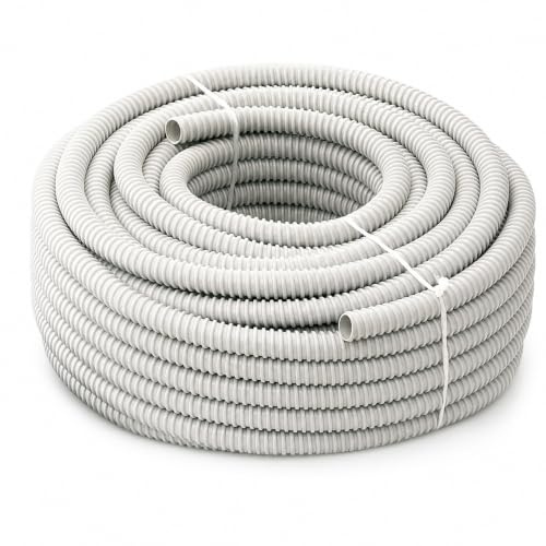 Guaina Spiralata Bianca in PVC Ø25 mm, Tubo Corrugato Flessibile Isolante per Impianti Elettrici, Matassa 30 Metri