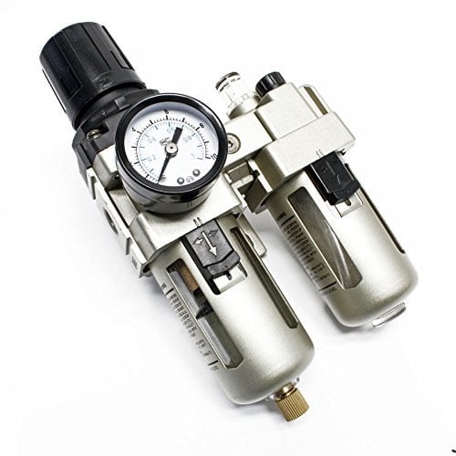 Wiltec Druckluft Wartungseinheit mit 12,91 mm (1/4) IG, Filter, Druckregler Druckminderer, Wasserabscheider, Ölnebler