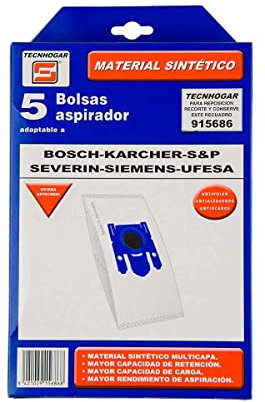 Recamania Bolsa Sintetica Aspirador Bosch Compatible con Siemens Ufesa 5 Unidades 915686
