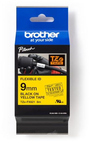 Brother TZe-FX621 - Black on yellow - Roll (0.9 cm x 8 m) 1 cassette(s) flexible tape - for Brother PT-D210, D600, H110, P-Touch PT-1005, D450, H110, P300, P-Touch Cube Pro PT-P910