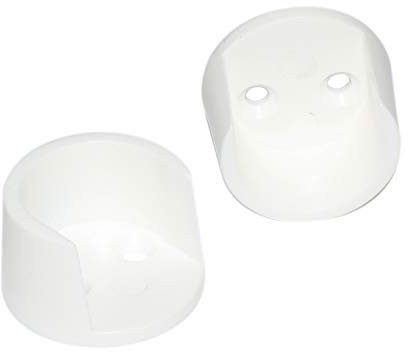 HKB ® 2 Stück Schrankrohrlager rund, Kunststoff weiß, für Rohr-ø = 25mm, mit Schrauben, Hersteller Hettich, Artikel-Nr. 9098683