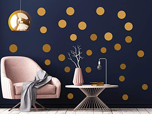 Goldene Punkte Wandtattoo 36 Stück, viele Größen, Kreise/Polka Dots, Klebepunkte, Wandkonfetti Wandaufkleber