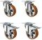 CASCOO SETSHTH200BAU5D0N Rollensatz 2 Lenkrollen-, 2 mit Feststeller, Aluminiumfelge, Polyurethan, Durchmesser 200 mm, Schwerlast, Doppelkugellager, Traglast 1800 kg (4-er Pack)