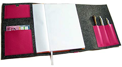 Kalender Organizer A5 aus Merino Wollfilz & Leder, handgefertigt | Individuelle Farbwahl | für Din A5 Buchkalender, Notizbuch, Buch