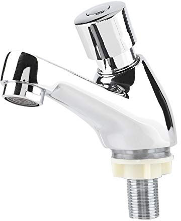 Grifo de Fregadero de Lavabo de Tiempo de Retraso de Agua Cocina Cuarto de baño Cromo Plateado Cierre Automático