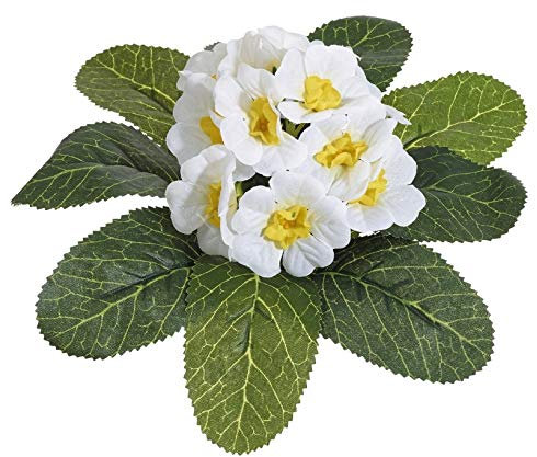 mucplants Primelbusch 20cm weiß Stecker künstliche Primeln Primeln Primula Schlüsselblumen Kunstpflanzen Kunstblumen