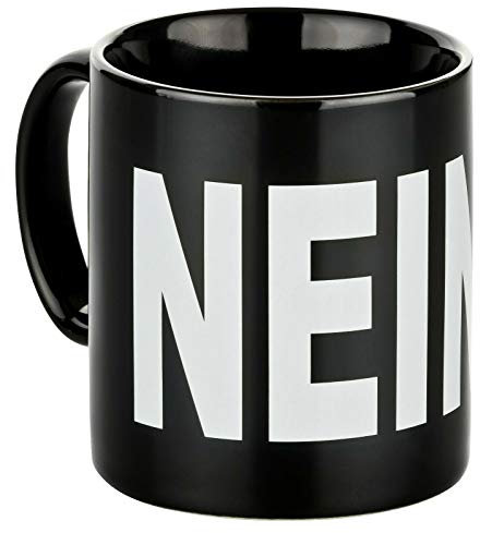 tshirtladen Tasse mit Spruch NEIN schwarz Spruchtasse Büro Keramik Becher 300ml lustige Kaffeetasse für Arbeit Homeoffice Statement Tasse mit Humor für Morgenmuffel
