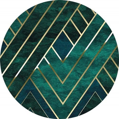 Komar DOT runde und selbstklebende Vlies Fototapete Jade - Ø Durchmesser 125 cm - 1 Stück - Tapete, Jugendstil, grün, gold,Dekoration, Wandtapete, Wandbild, Wandbelag, Designtapete - D1-022