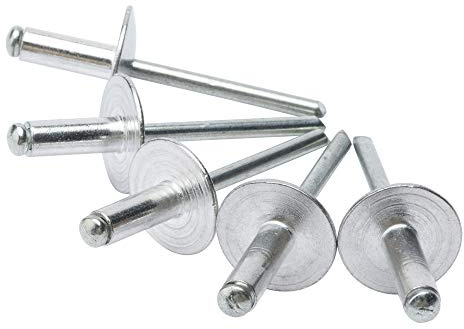 ISPINNER 50pcs 3/16 x 1/2 Large Flange Aluminum Blind Rivets, 4.8 x 12mm Pop Rivets (Silver)
