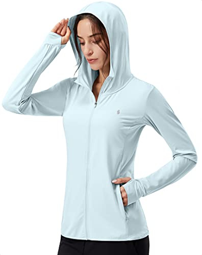Soothfeel Women's UPF 50+ Sun Protection Hoodie Jacket Lightweight Long Sleeve Sun Shirt for Women with Pocket Hiking Outdoor
