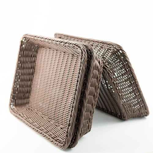 3 paquetes de cestas de pan de mimbre de poliéster de 15.7 pulgadas, cesta rectangular de mimbre para verduras, cesta rectangular para servir alimentos para el hogar, cocina, restaurante, tienda