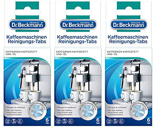 Dr. Beckmann Kaffeemaschinen Reinigungs-Tabs | entfernen Kaffeefett und -öl | mit Aktiv-Sauerstoff 3x 6 Tabs