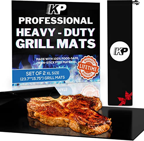 Kitchen perfection Magische Grillmatte für Gasgrill, 2 XL, antihaftbeschichtet, flache Oberseite, Grillmatten für den Außenbereich, leicht zu reinigen, Grillzubehör