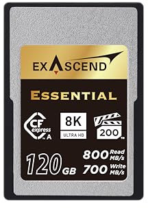 Exascend Scheda CFexpress Essential di tipo A da 120 GB, 180 GB, 240 GB, lettura sostenuta 800 MB/s, compatibile con Sony a1 / a7S III / a7 IV / FX3 / FX6 (120 GB)