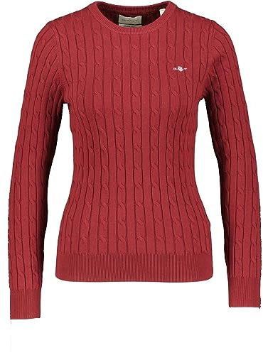GANT Womens Cotton Cable Knit Crew Neck Sweater Plumped Red M