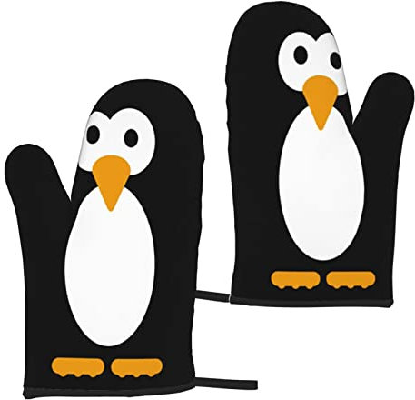 Microwave gloves 2-piece sets Cute Penguin Oven Gloves and Pot Holder for BBQ Cooking Baking Grilling Microwave Spring Summer