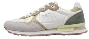 Pepe Jeans Brit Print W, Zapatillas para Mujer, Blanco (White), 7