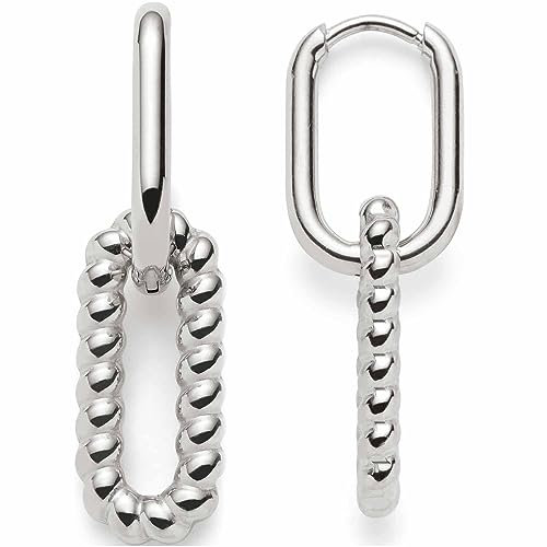 JEWELS BY LEONARDO Ohrringe Moni 1 Paar • Klapp-Creolen aus silberfarbenem Edelstahl • Ohr-Schmuck mit austauschbarem kettenförmigem Charm • Schmuck Geschenk für Frauen • 023250