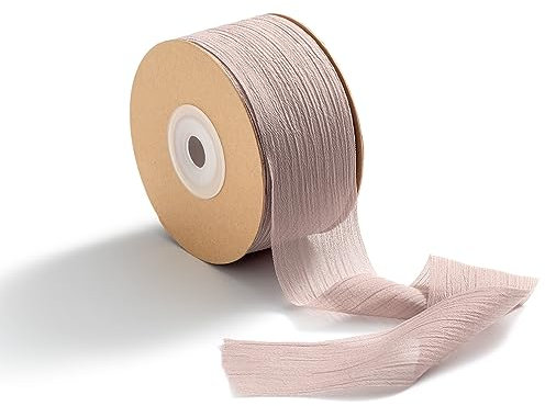 CHUQING Geschenkband Altrosa Breit Schleifenband Stoff Dekoband Schleife Bänder Chiffonband für Geschenkverpackung, Bastelarbeiten, Geburtstag und Hochzeitsdekoration,38 mm x 23 m