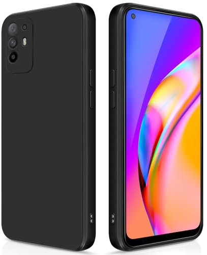 GiiYoon Coque pour Oppo A94 5G/Oppo A95 5G, Etui de Protection Antichoc Etui Housse Silicone Ultra-Mince avec Couche Intérieure en Fibre et Protection pour Caméra, Noir